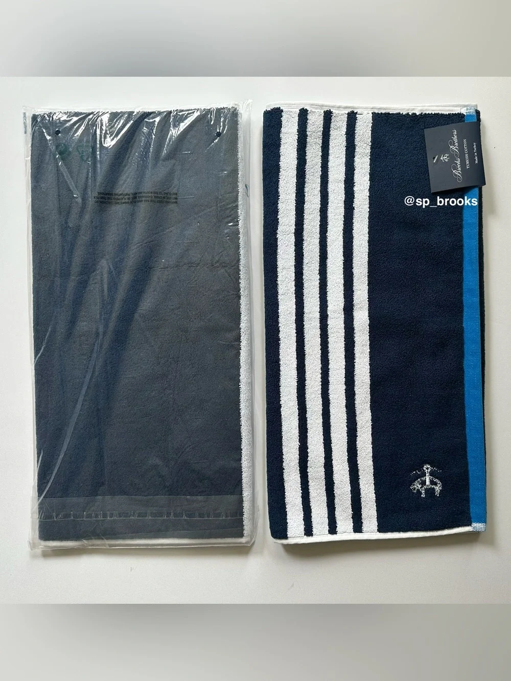 🎁2PC Brooks Brothers Bath Mats - Turkish Cotton Bath Mats - Stripe - 30.5x19.5